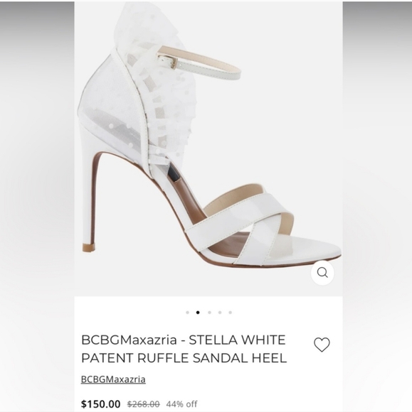 BCBGMaxAzria Shoes - BCBGMAXAZRIA Stella White Patent Leather Ruffle Sandal Heel Size 8